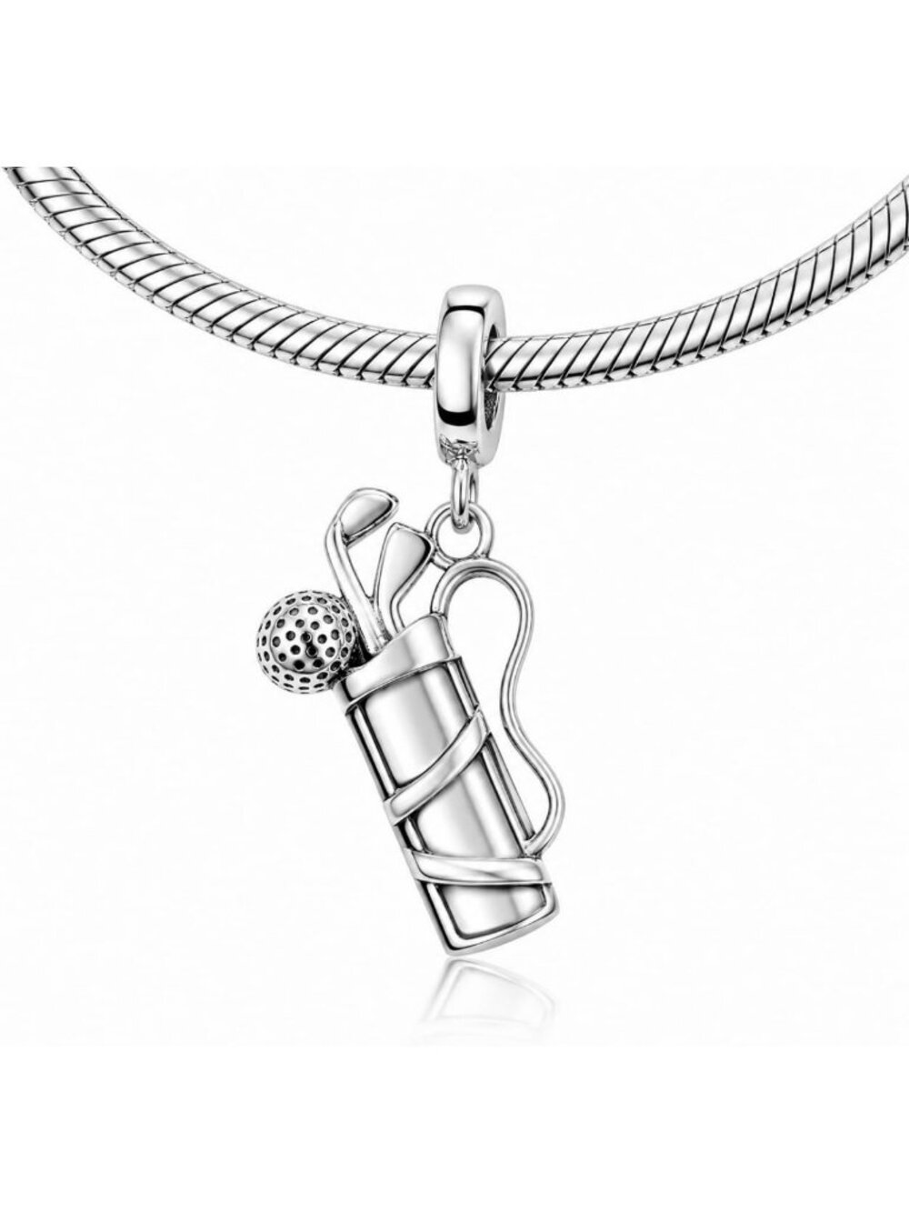 Golf Bag Club Charm Pendant 925 Sterling Silver Dangle for Bracelets
